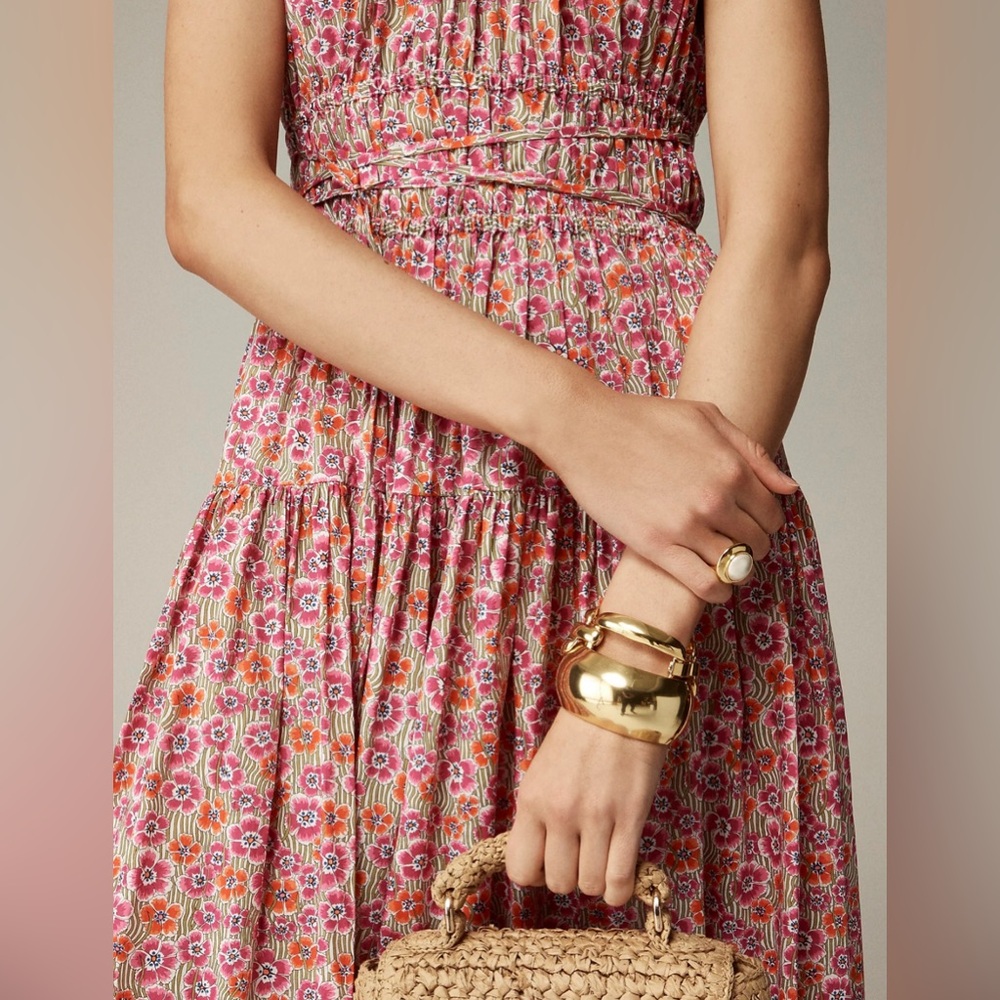 NWT J.Crew Tie Waist Halter Dress in Liberty Ellie Fabric - Picture 2 of 10